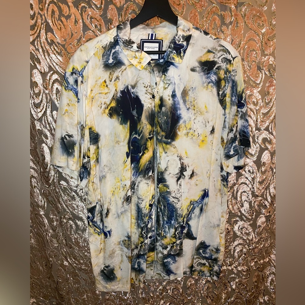 Denim & Flower Abstract Print Shirt